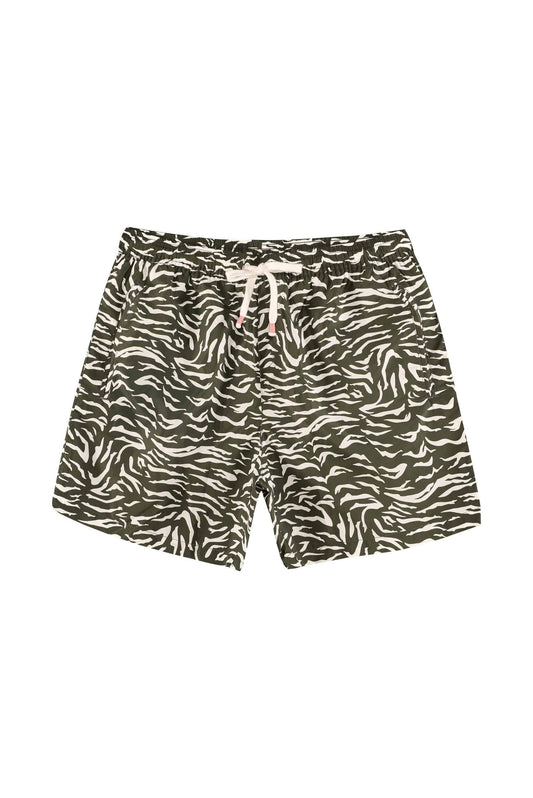 MEN BEACHWEAR TRUNK GREEN AND WHITE ANIMALIER PRINT