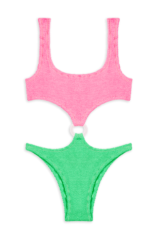 Augusta Swimsuit // Hot pink & Neon green - Reina Olga
