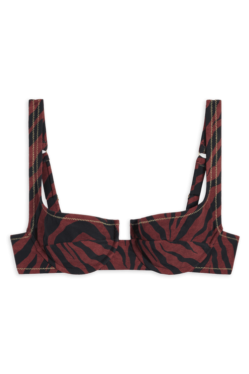 Brigitte Bikini Top // Brown Tiger Print - Reina Olga - BIKINI SET