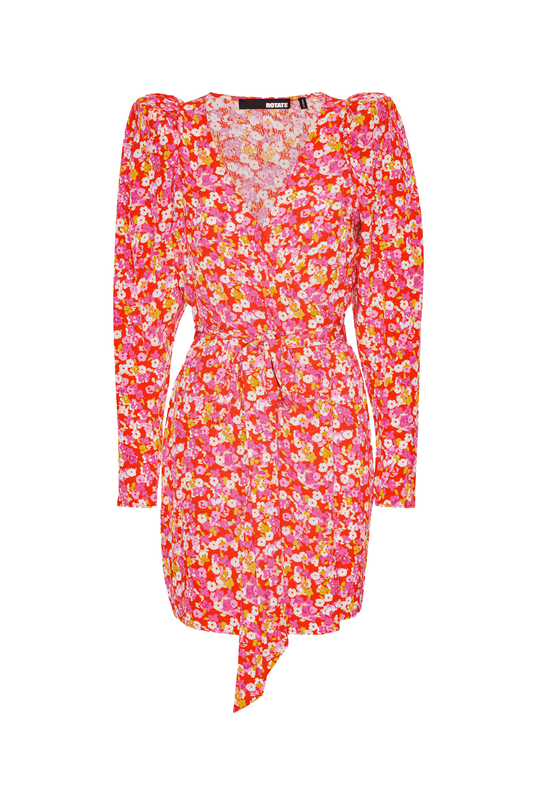 Jacquard Mini Wrap Dress // Red Flower Print - Reina Olga