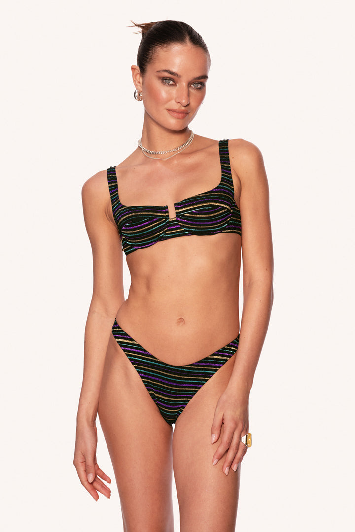 Brigitte Bikini Bottom // Lurex Stripes - Reina Olga - BIKINI
