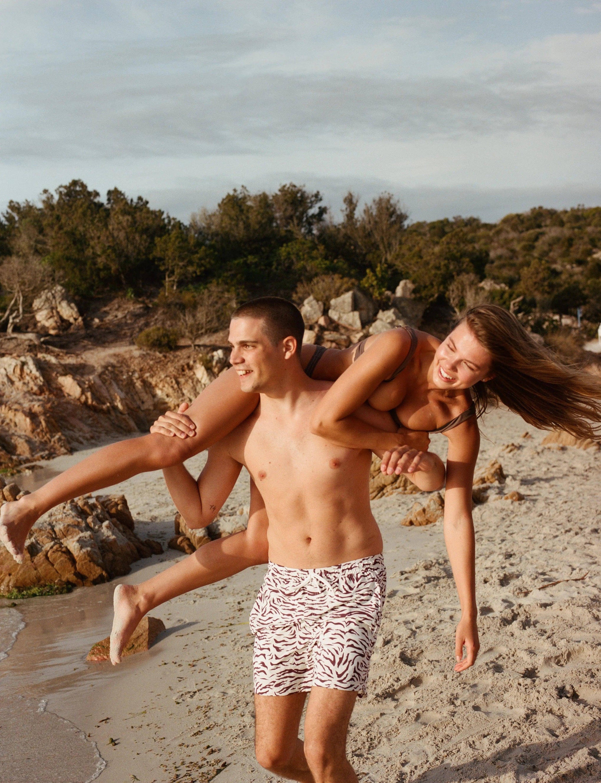 Ercole swim trunk // White brown Tiger - Reina Olga - SHORTS